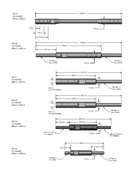 SHIFT ROD G M6 x M6